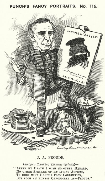 Soco cartoon: James Anthony Froude, historiador, romancista e biógrafo inglês (gravura) de Edward Linley (after) Sambourne