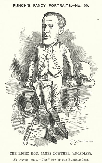 Soco cartoon: James Lowther, político conservador e desportista inglês (gravura) de Edward Linley (after) Sambourne