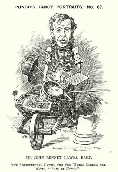 Soco cartoon: John Bennet Lawes, empresário inglês e cientista agrícola (gravura) de Edward Linley (after) Sambourne