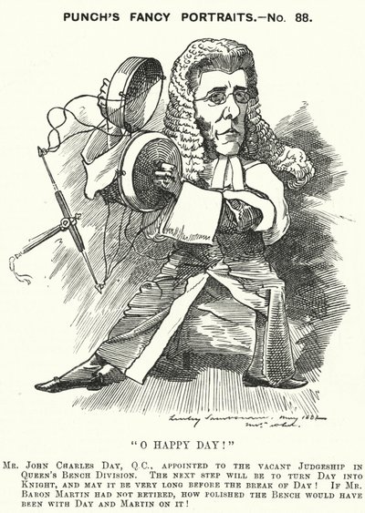 Soco cartoon: John Charles Day, advogado e juiz inglês (gravura) de Edward Linley (after) Sambourne