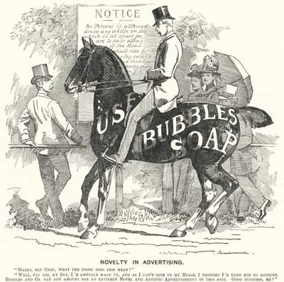 Soco cartoon: Novidade em Publicidade (gravura) de Edward Linley (after) Sambourne