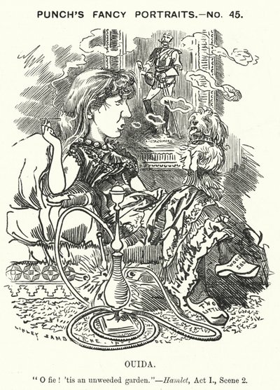 Soco cartoon: Ouida (Maria Louise Rame), romancista inglesa (gravura) de Edward Linley (after) Sambourne