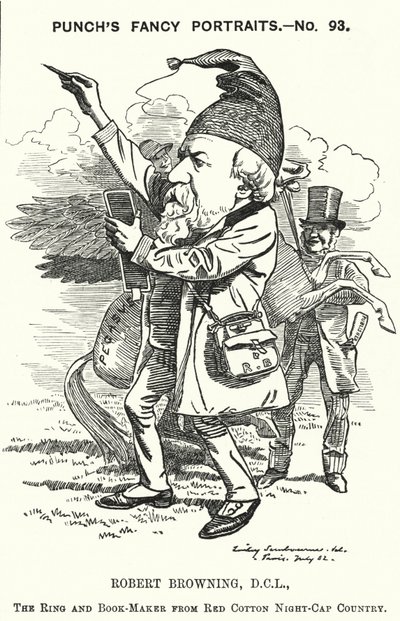 Soco cartoon: Robert Browning, poeta e dramaturgo inglês (gravura) de Edward Linley (after) Sambourne