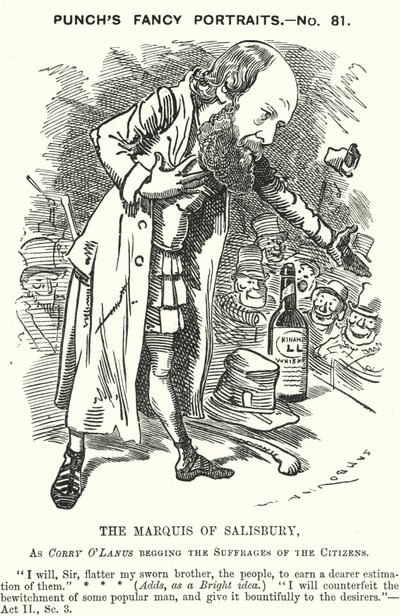Soco cartoon: Robert Gascoyne-Cecil, 3º Marquês de Salisbury, político conservador inglês (gravura) de Edward Linley (after) Sambourne
