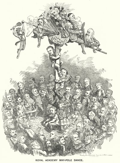 Soco cartoon: Royal Adademy May-Pole Dance (gravura) de Edward Linley (after) Sambourne
