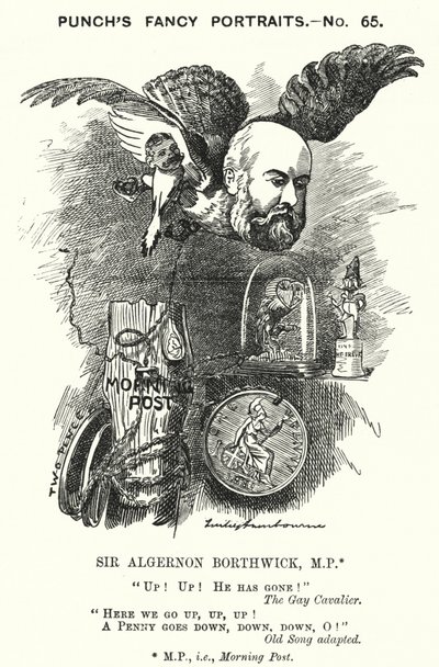 Soco cartoon: Sir Algernon Borthwick de Edward Linley (after) Sambourne