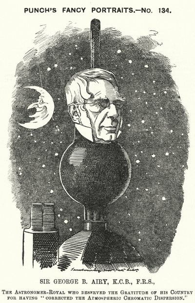 Soco cartoon: Sir George Biddell Airy, Astrónomo Inglês Real (gravura) de Edward Linley (after) Sambourne