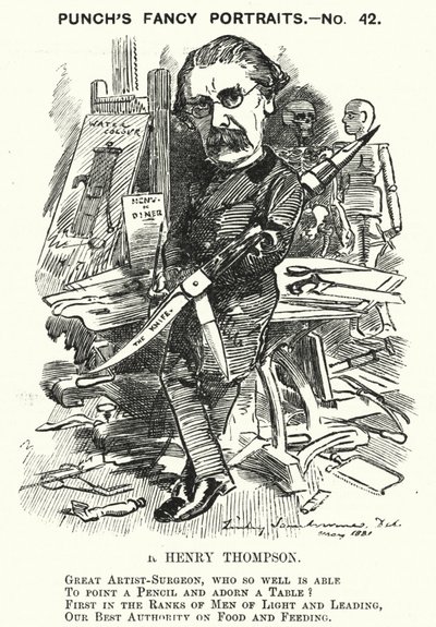 Soco cartoon: Sir Henry Thompson, cirurgião inglês (gravura) de Edward Linley (after) Sambourne