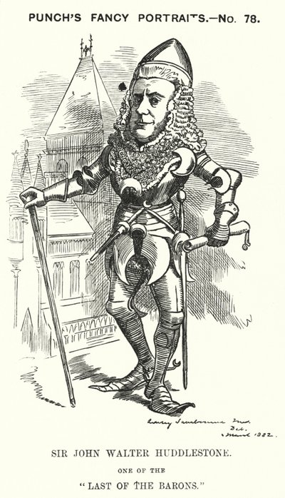 Soco cartoon: Sir John Walter Huddleston, advogado e juiz inglês (gravura) de Edward Linley (after) Sambourne