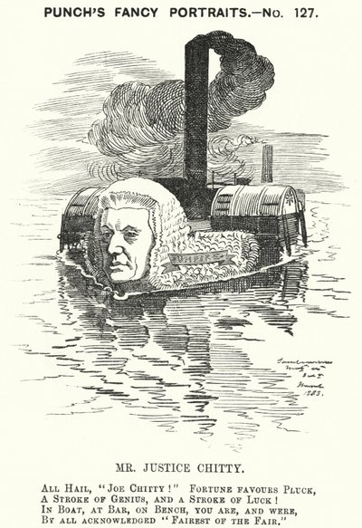 Soco cartoon: Sir Joseph William Chitty, juiz inglês, político liberal e desportista (gravura) de Edward Linley (after) Sambourne