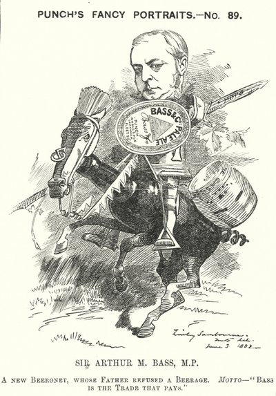 Soco cartoon: Sir Michael Arthur Bass de Edward Linley (after) Sambourne