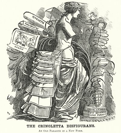 Soco cartoon: O Crinoletta Disfigurans (gravura) de Edward Linley (after) Sambourne