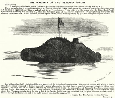 Soco cartoon: A Nave de Guerra do Futuro (Remota) (gravação) de Edward Linley (after) Sambourne