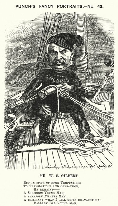 Soco cartoon: W S Gilbert, dramaturgo e libretista inglês (gravura) de Edward Linley (after) Sambourne