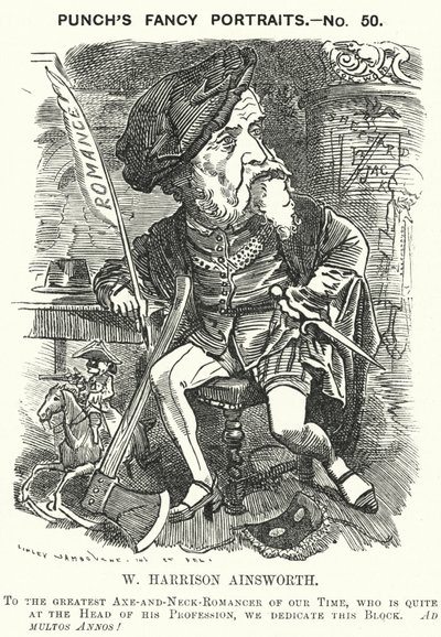 Soco cartoon: William Harrison Ainsworth, romancista histórico inglês (gravura) de Edward Linley (after) Sambourne