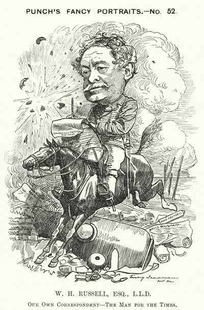 Soco cartoon: William Howard Russell, jornalista irlandês e correspondente de guerra (gravura) de Edward Linley (after) Sambourne