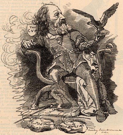 Desenho animado de Alfred Tennyson (1809-1893) poeta inglês de Edward Linley Sambourne