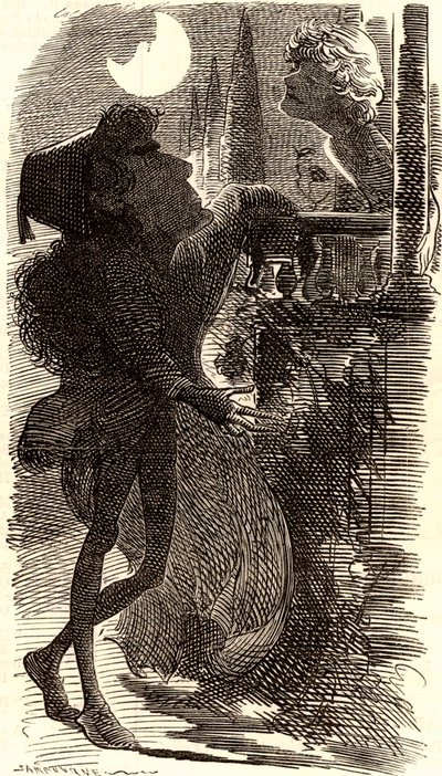 Henry Irving na cena da varanda de "Romeu e Julieta" de Edward Linley Sambourne