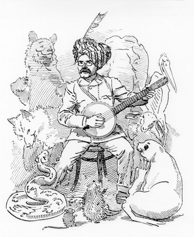 ilustração para Sambourne cartoon de Punch, Rudyard Kipling (desenho) de Edward Linley Sambourne