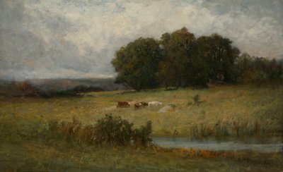 Cena brilhante de gado perto de Stream. de Edward Mitchell Bannister