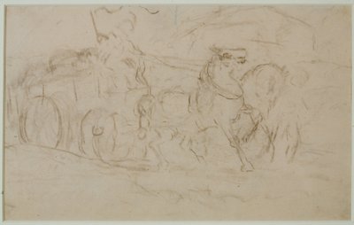 Cavalo e Carrinho (#9), c. 1880s (grafite sobre papel) de Edward Mitchell Bannister