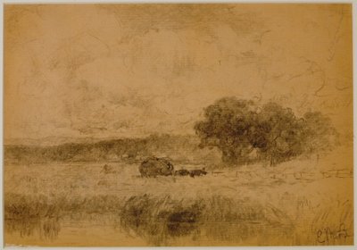 Paisagem, Madeiras (#13) c. 1880 (grafite sobre papel) de Edward Mitchell Bannister