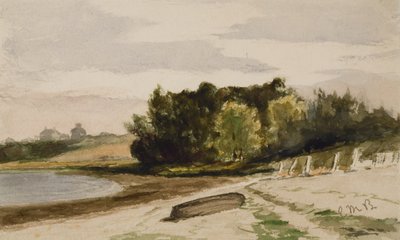 Paisagem com Log na Praia (#40), c. 1880 (aquarela sobre papel) de Edward Mitchell Bannister