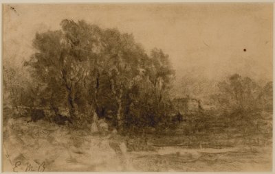 Paisagem com Bosques, c. 1880 (grafite sobre papel) de Edward Mitchell Bannister