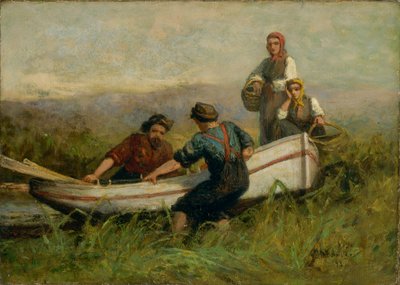 Pessoas perto do barco de Edward Mitchell Bannister