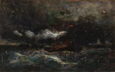 Squall, Brenton Light (barco em tempestade, farol em fundo) de Edward Mitchell Bannister