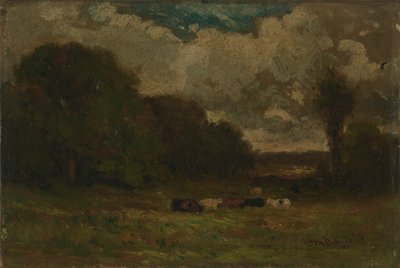 Sem título (paisagem com vacas e árvores) de Edward Mitchell Bannister