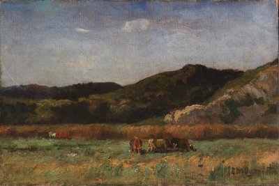 Sem título (paisagem com vacas a pastar, colinas) de Edward Mitchell Bannister
