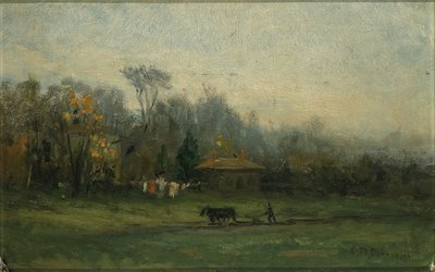 Sem título (paisagem com um homem a lavrar os campos) de Edward Mitchell Bannister