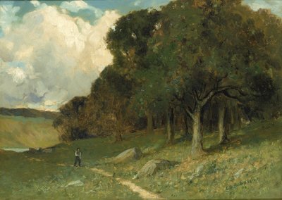 Homem sem título no caminho com árvores ao fundo, 1882. de Edward Mitchell Bannister