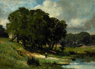 Mulher de pé perto de uma lagoa de Edward Mitchell Bannister