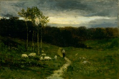 Mulher a caminhar por um caminho de Edward Mitchell Bannister