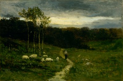 Mulher descendo o caminho, 1882. de Edward Mitchell Bannister