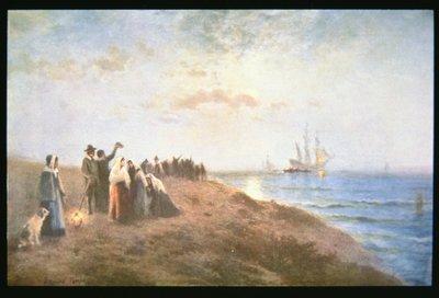 Embarque dos Peregrinos (óleo sobre tela) de Edward Moran