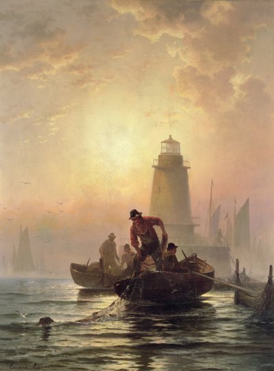 Fish Pond, Baía de Orient, Long Island de Edward Moran