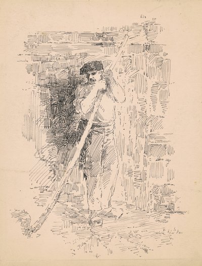 Camponês em pé, c.1878 (caneta e tinta preta em papel de capa) de Edward Moran