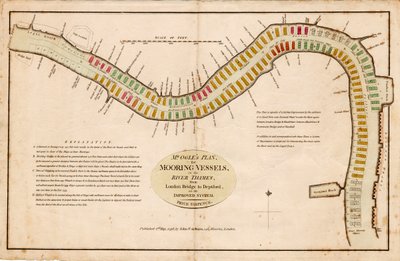 Projeto do Sr. Ogle para a amarração de navios no rio Tamisa, da ponte de Londres a Deptford, segundo um sistema melhorado de Edward Ogle