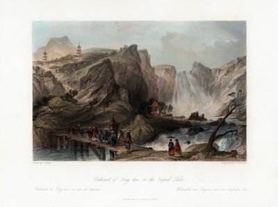 Catarata de Ting-hoo, no lago Tripod, China, c1840. de Edward Paxman Brandard