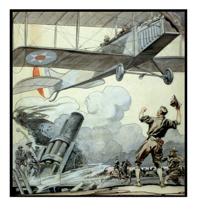 Avião, arma de artilharia e soldados por Edward Penfield. de Edward Penfield