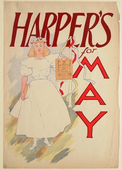 Rapariga de branco com mastro de maio, May Harper