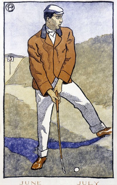 Golf Player - em "Calendário de Golfe" por Edward Penfield de Edward Penfield