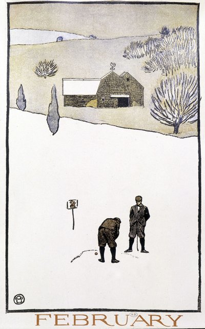 Golf in the Snow - no "Calendário de Golfe" de Edward Penfield de Edward Penfield