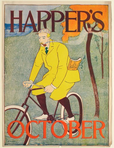 Homem de fato amarelo numa bicicleta, Harper
