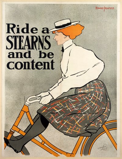 Monte um Stearns e fique satisfeito, litografia colorida c1896. de Edward Penfield