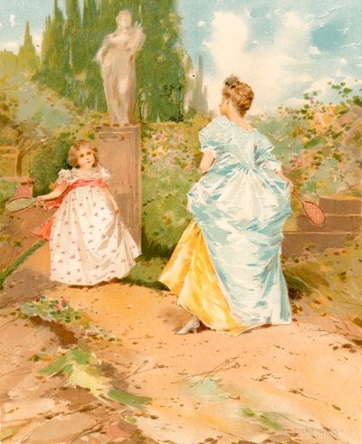Battledore and Shuttlecock in a Garden de Edward Percy Moran