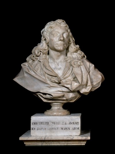 Busto de retrato de Sir Christopher Wren, século XVII (mármore) de Edward Pierce